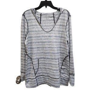 Champion Hoodie Women's Jumper Size L Grey Long Sleeve Striped